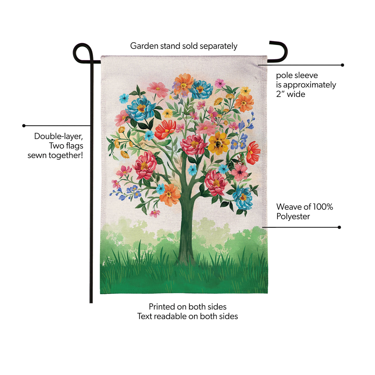 Blooming Tree of Life Burlap Garden Flag