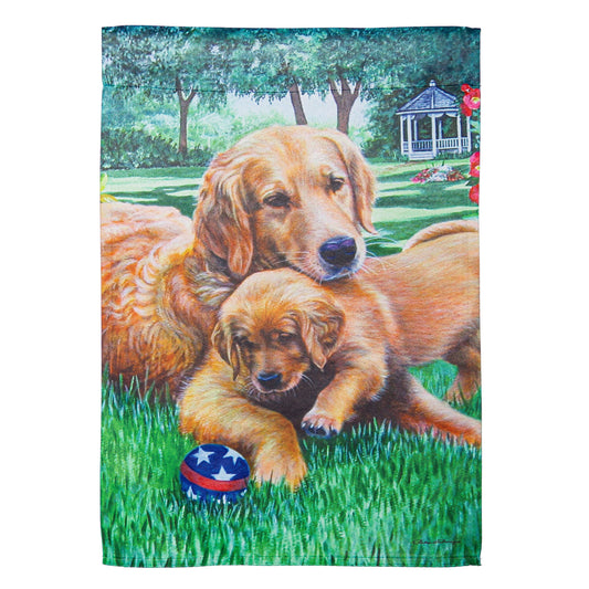 Mom and Pup Suede Garden Flag