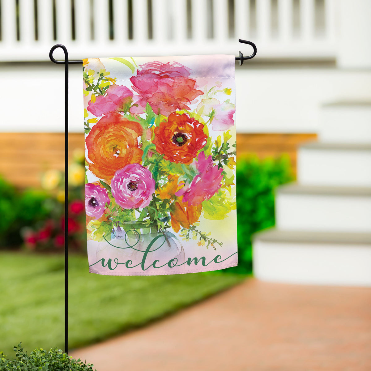Forever Blooming Deer Suede House Flag