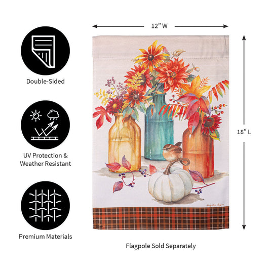 Collecting Autumn Suede Garden Flag
