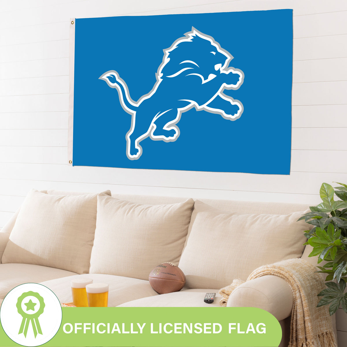 Detroit Lions Single Sided Flag w/ 2 Grommets, 3'x5'