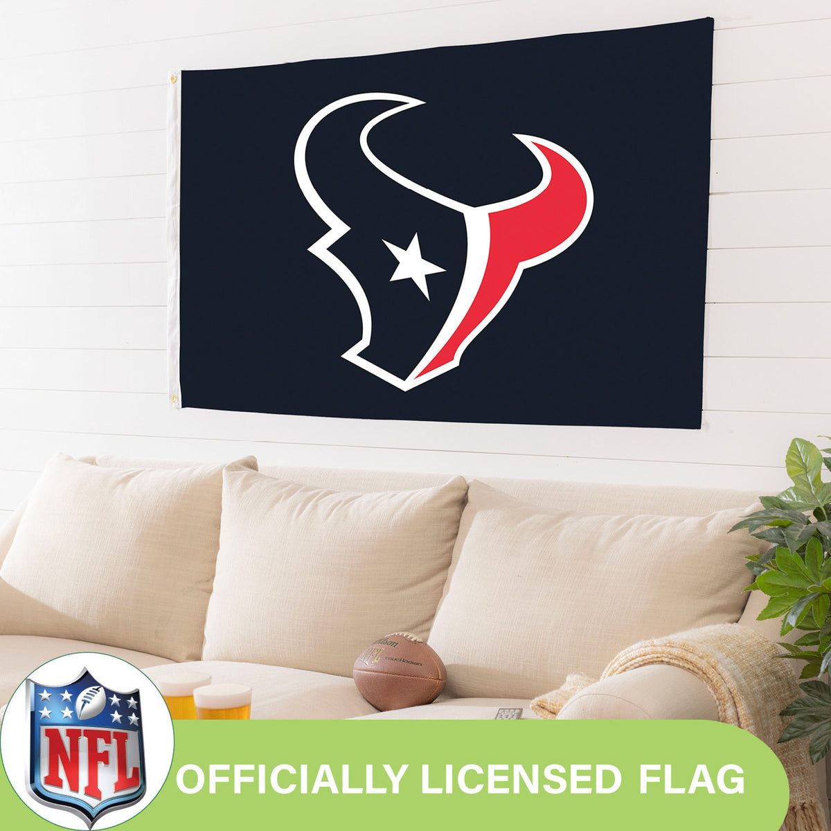 Houston Texans Single Sided Flag w/ 2 Grommets, 3'x5'