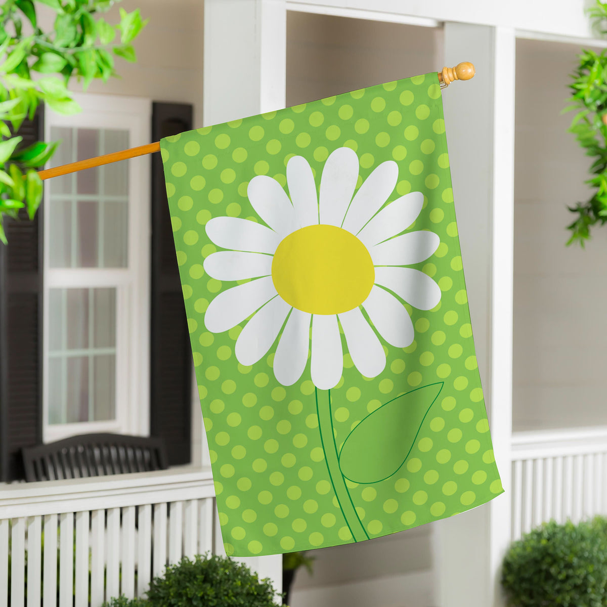 Welcome Friends Mushroom Applique House Flag