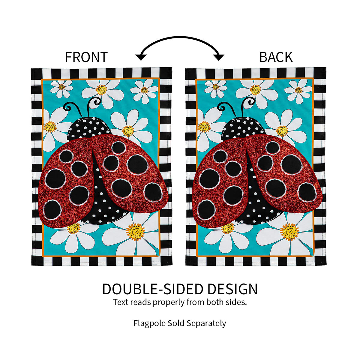 Ladybug with Daisies Garden Applique Flag