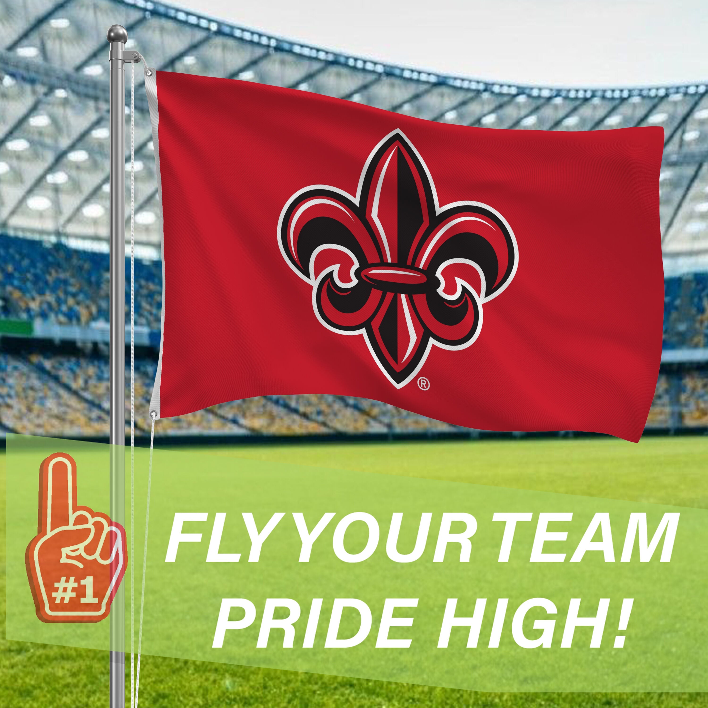 University of Louisana at Lafayette Single Sided Flag w/ 2 Grommets, 3'x5'