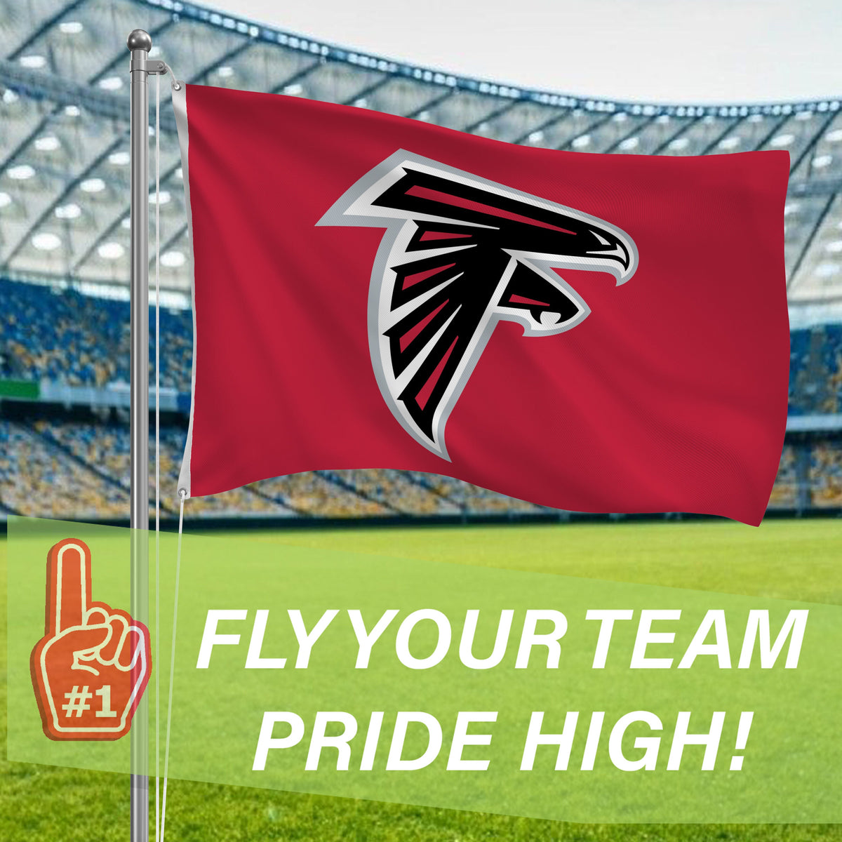 Atlanta Falcons Single Sided Flag w/ 2 Grommets, 3'x5'