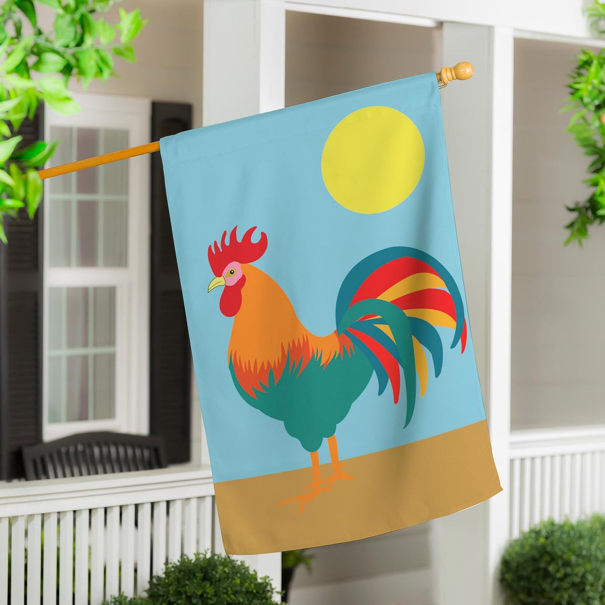 Ladybug Welcome Applique House Flag