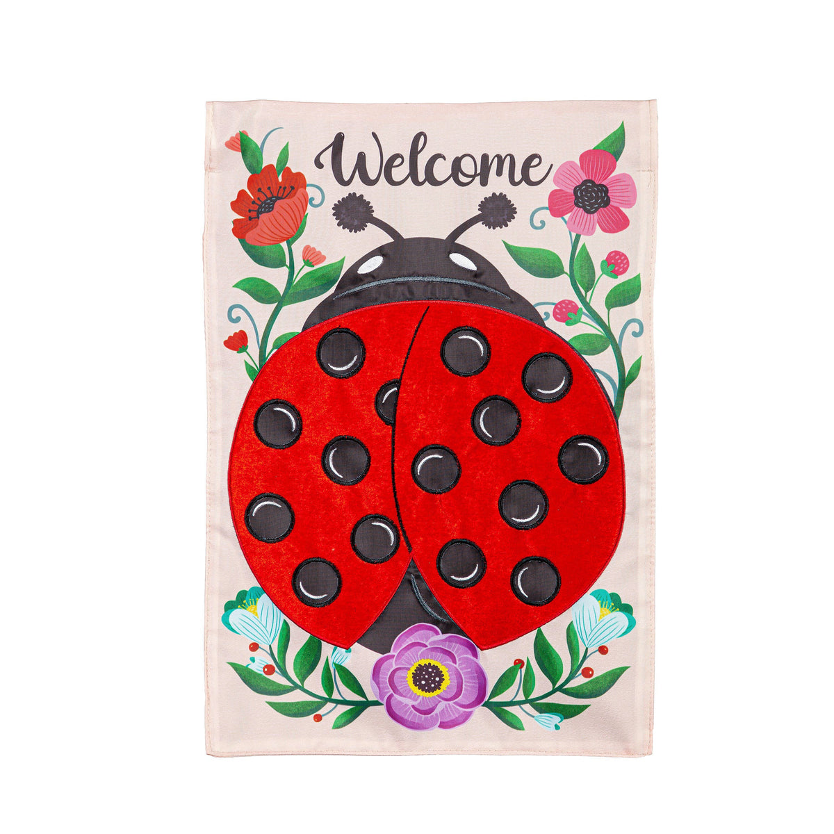 Ladybug Applique Garden Flag
