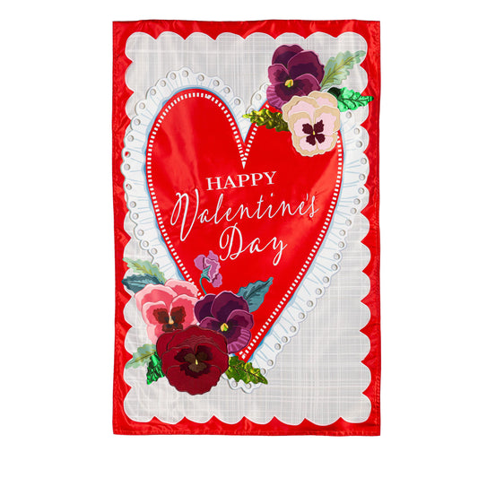 Lace Heart Applique House Flag