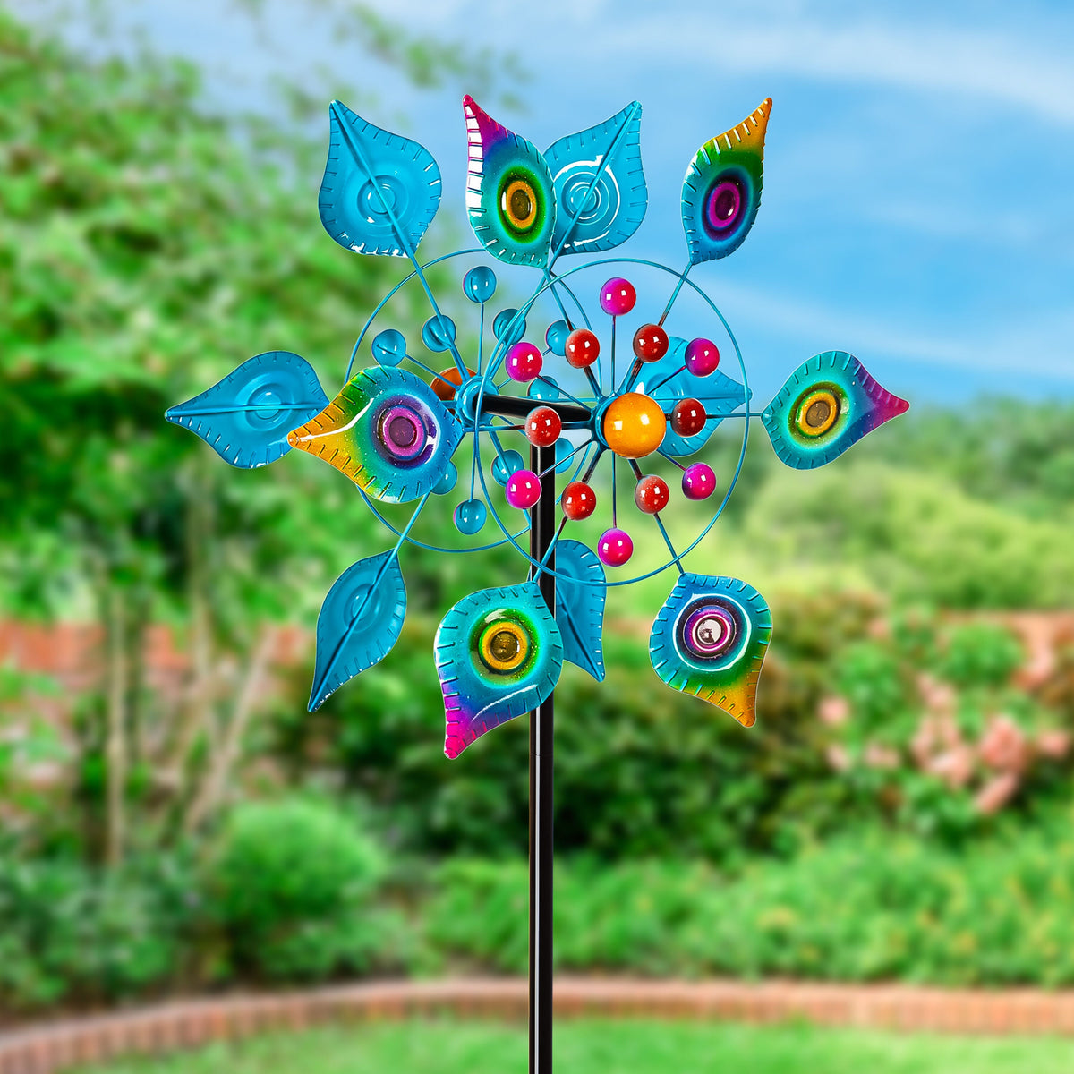 75"H Peacock Tail Wind Spinner