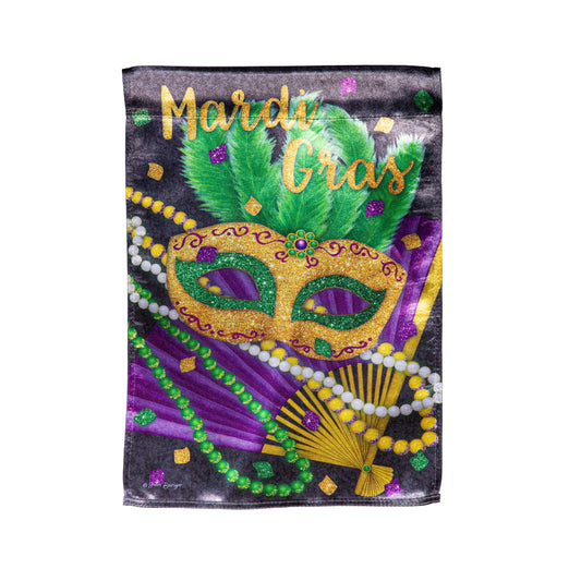 Mask and Beads Lustre Garden Flag