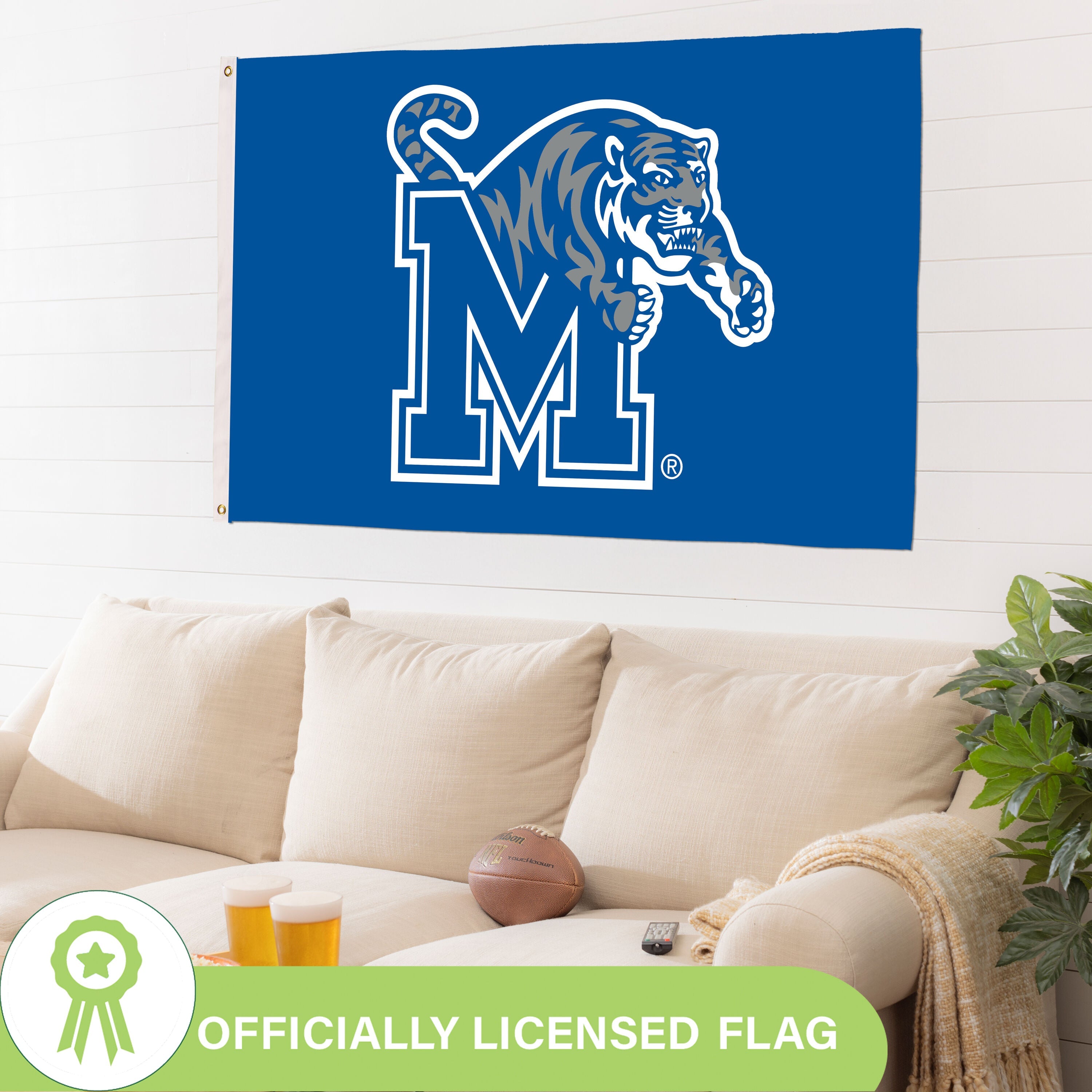 University of Memphis Single Sided Flag w/ 2 Grommets, 3'x5'