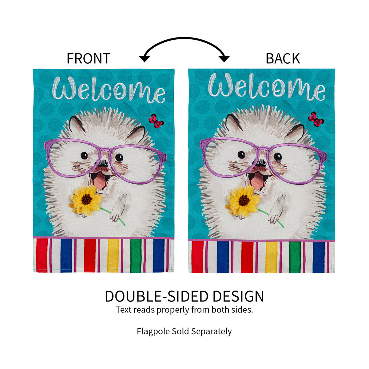Hedgehog Pal Garden Linen Flag