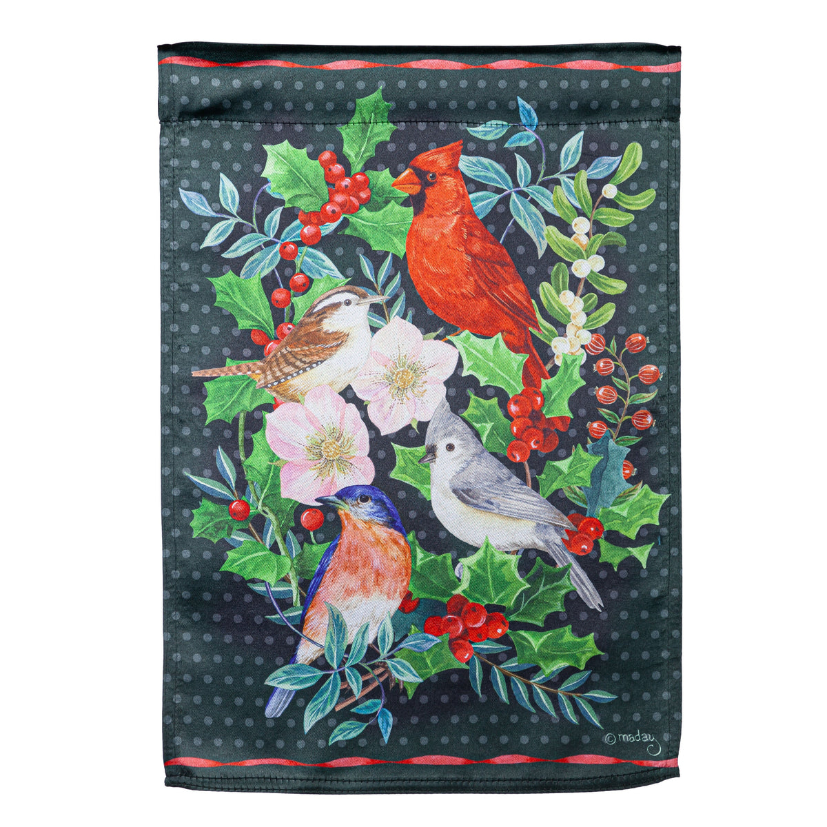 Winter Bird Friends Lustre Garden Flag
