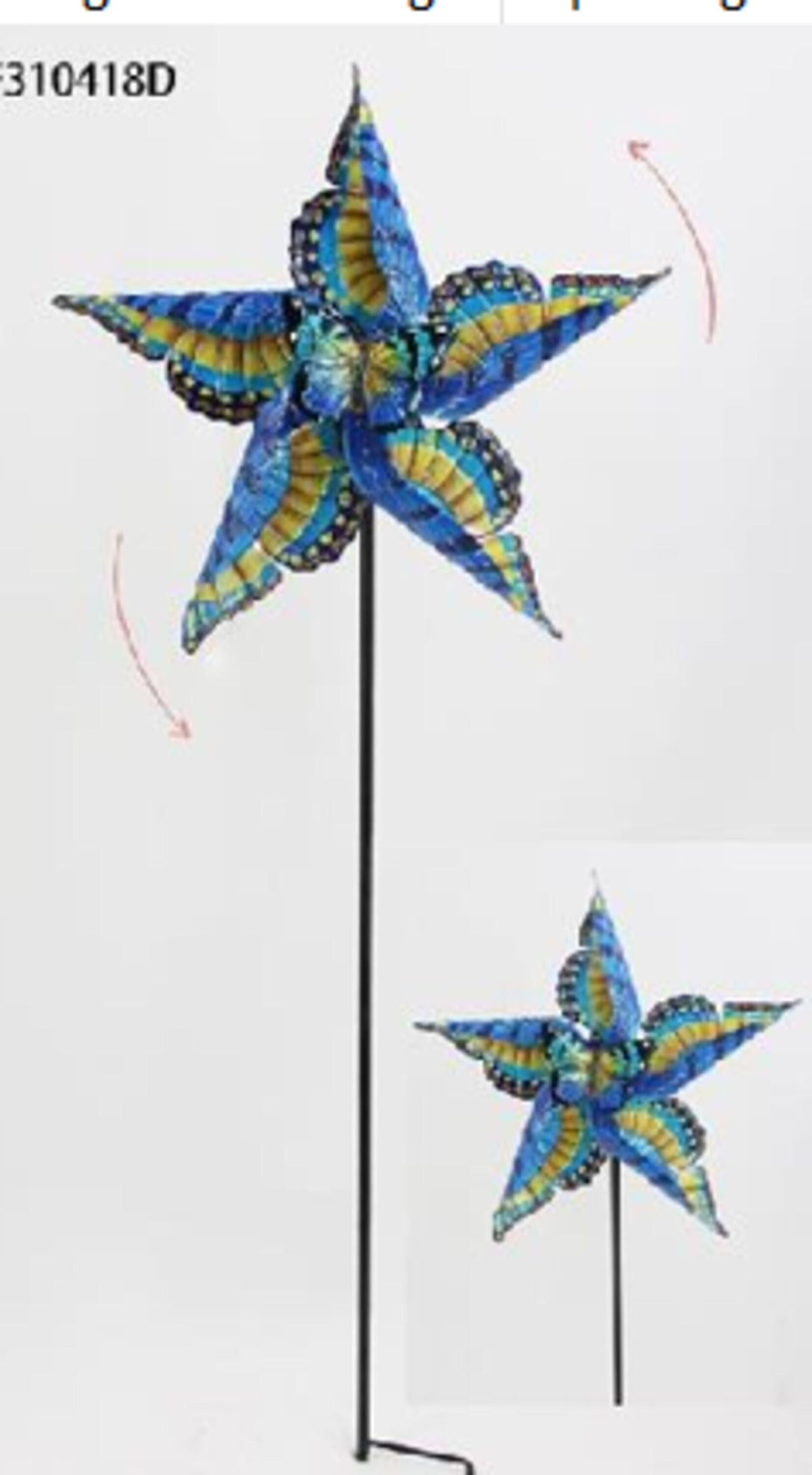 Swallowtail Butterfly Metal Wind Spinner 48"H