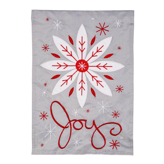Joy Winter Snowfall Basic Applique Garden Flag