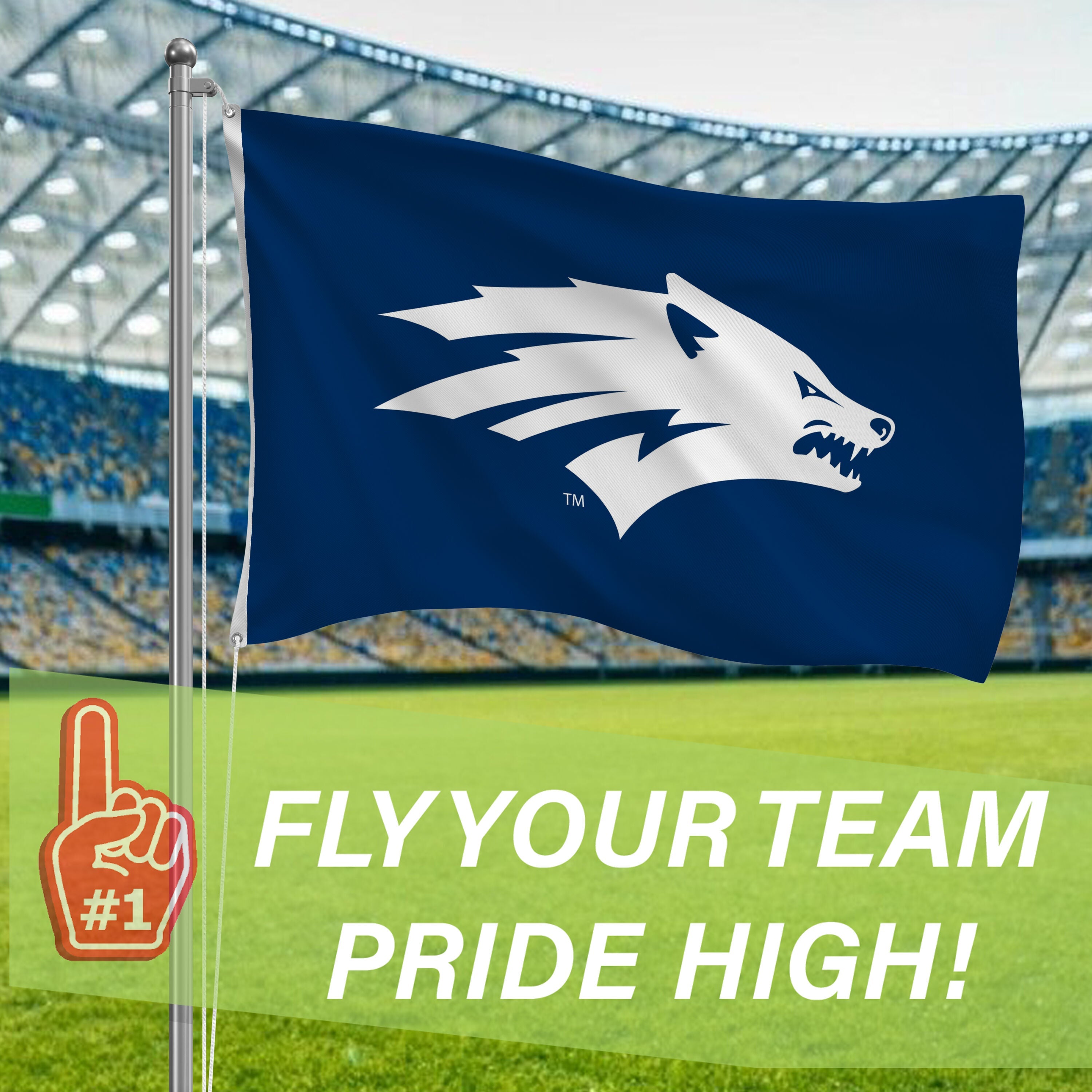 University of Nevada, Reno Single Sided Flag w/ 2 Grommets, 3'x5'