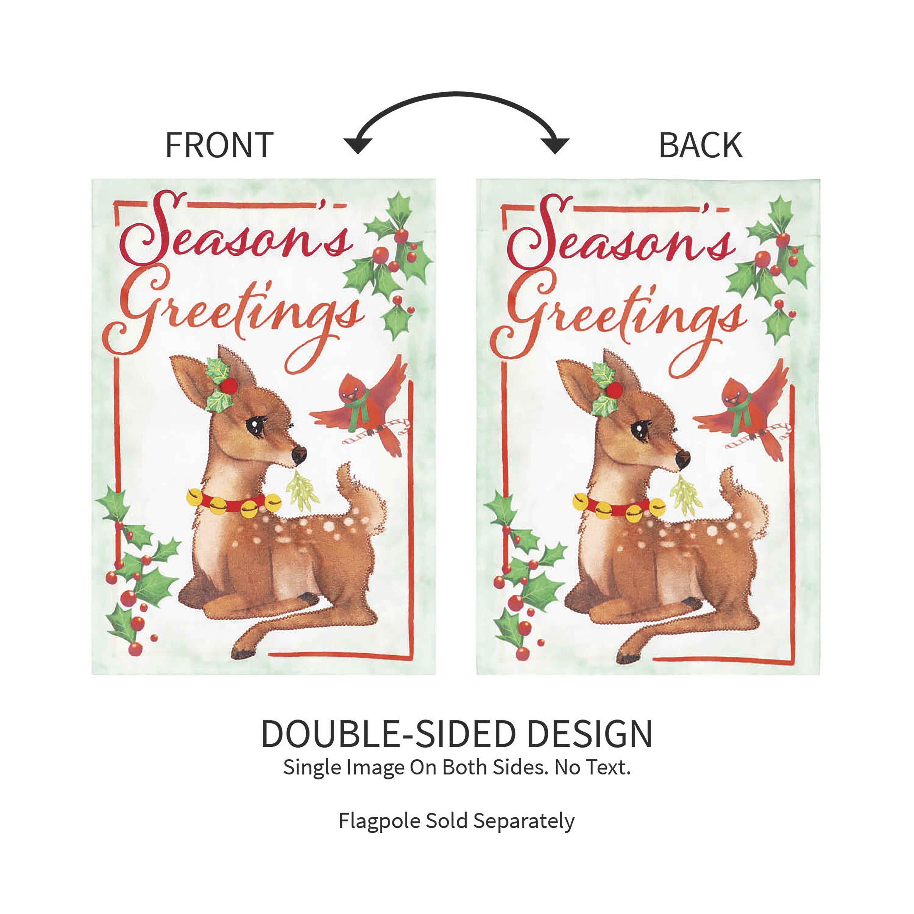 Seasons Greetings Applique Garden Flag