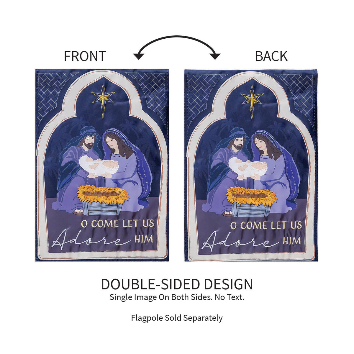 Come Let Us Adore Him Applique Garden Flag