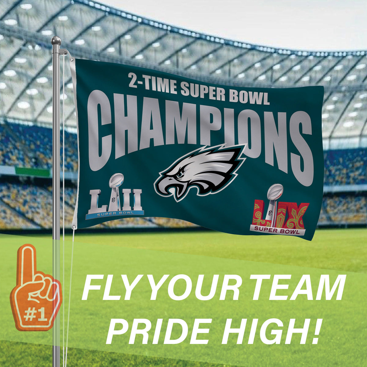 Philadelphia Eagles Multi-Win Super Bowl Champions Football 3x5 Flag