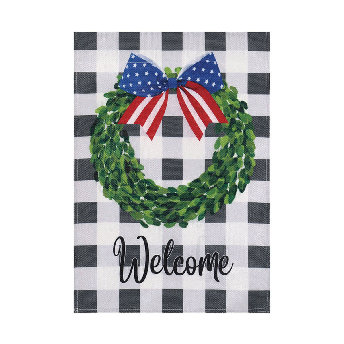 Boxwood Plaid Garden Burlap Flag