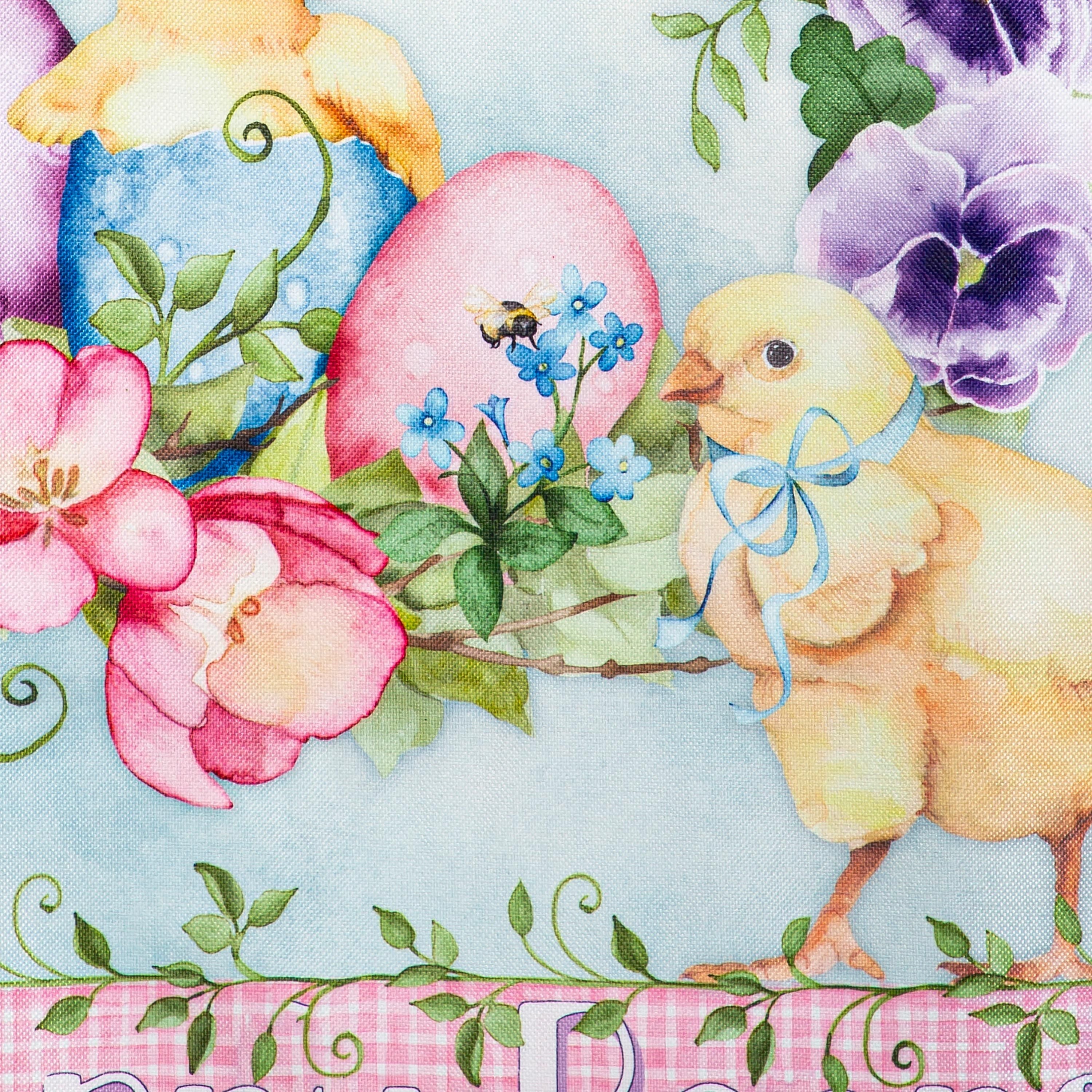 Spring Has Hatched Burlap House Flag