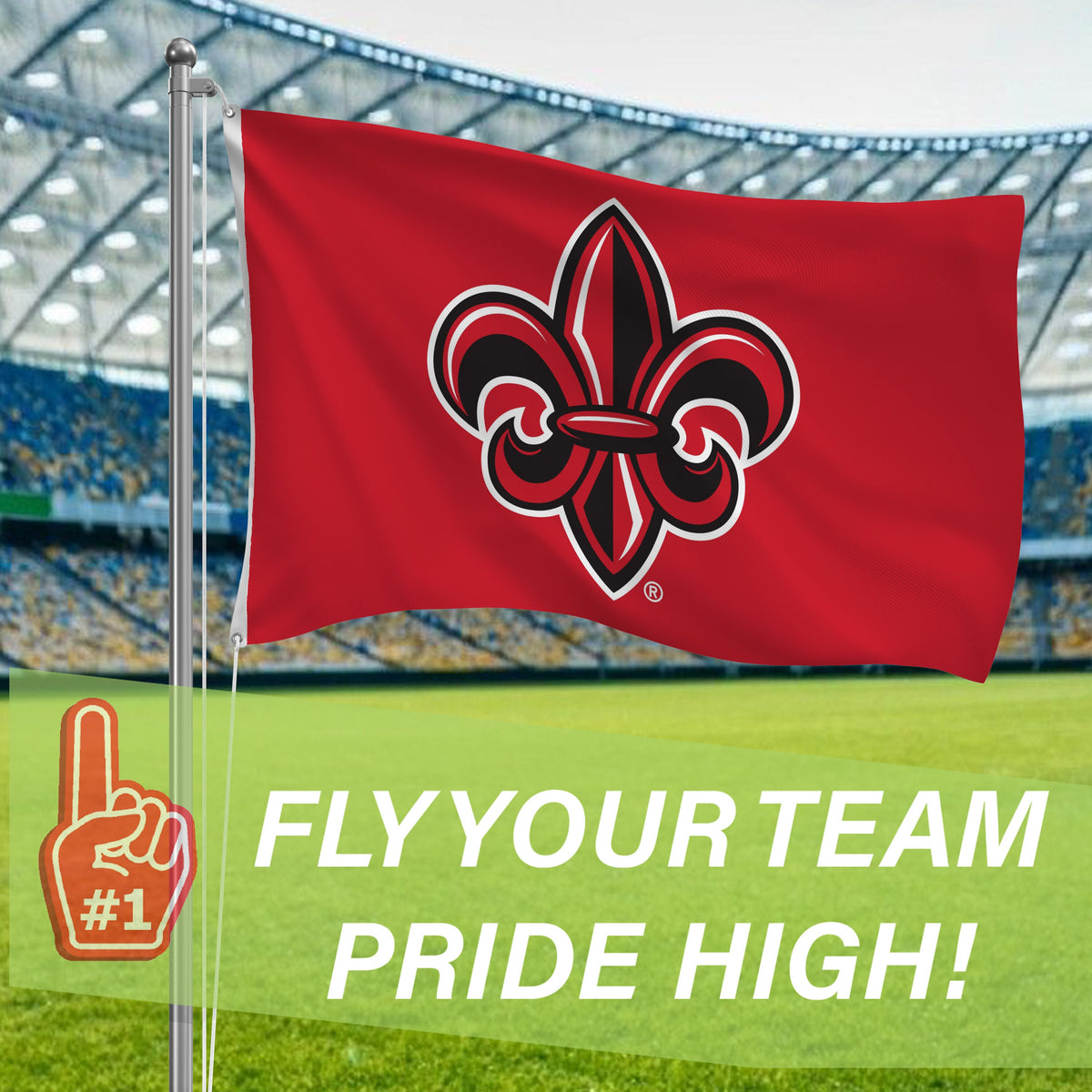 University of Louisana at Lafayette Single Sided Flag w/ 2 Grommets, 3'x5'