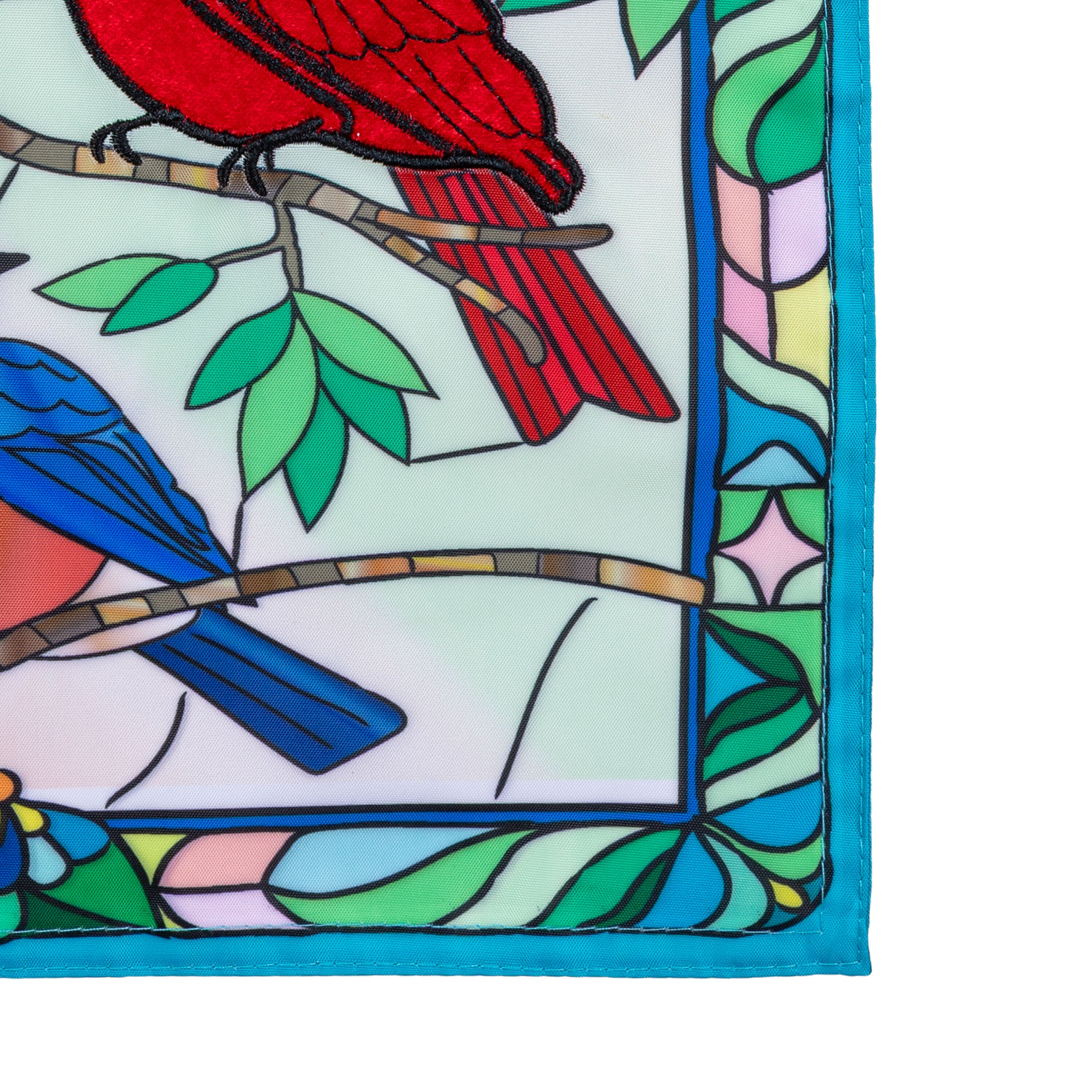 Stained Glass Songbirds Applique Garden Flag