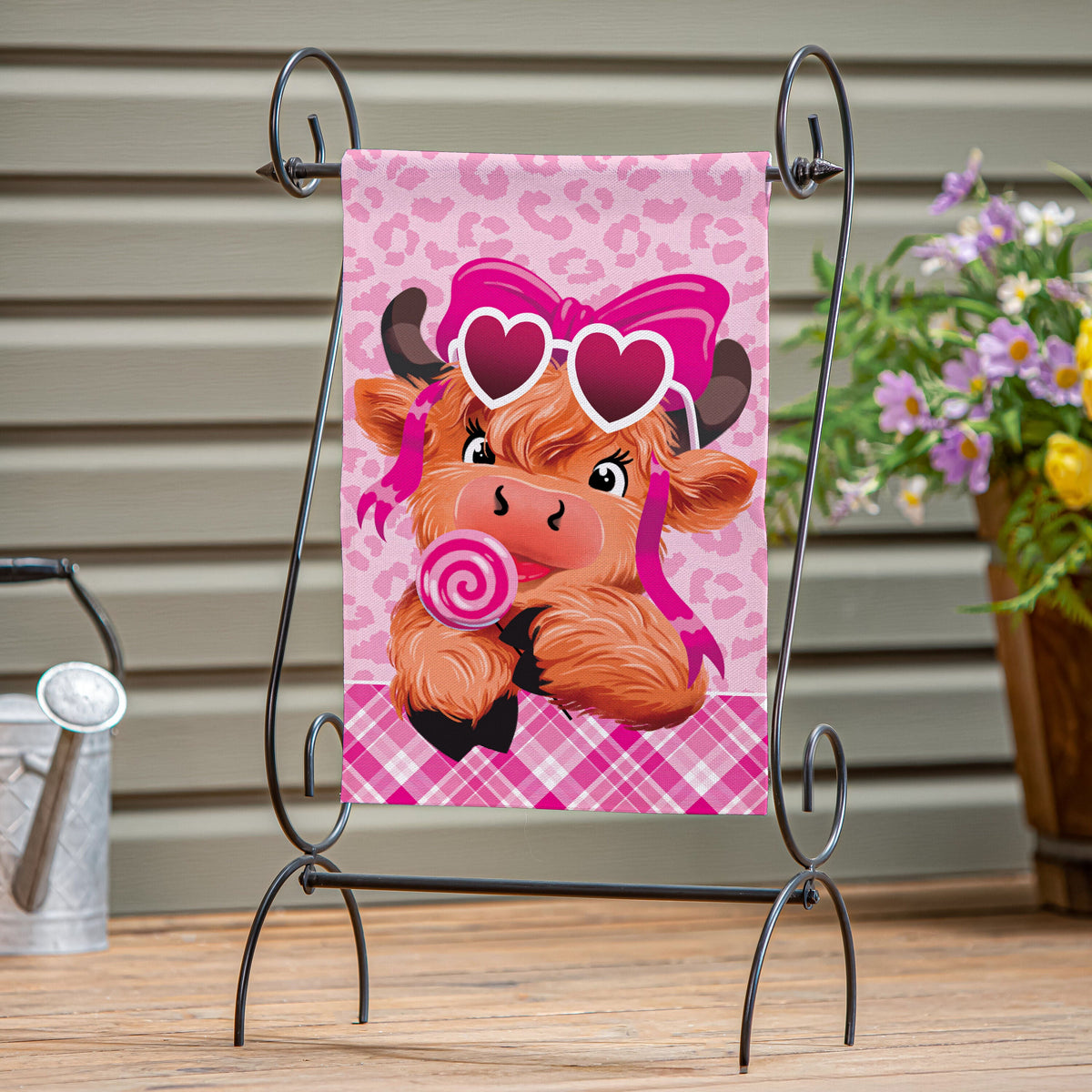 Lovely Laverne The Highland Cow Burlap Garden Flag