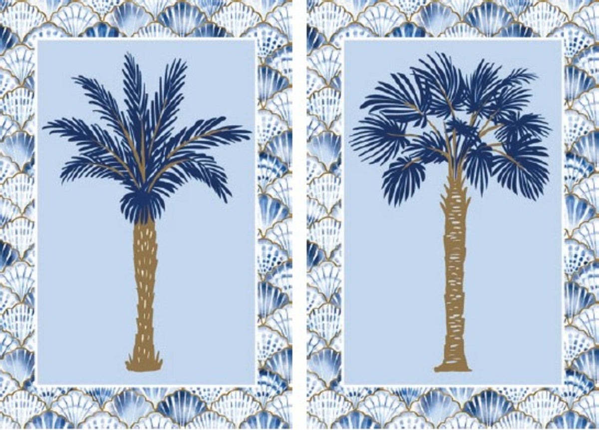 Blue Coastal Palm Trees Double Sided Suede House Flag