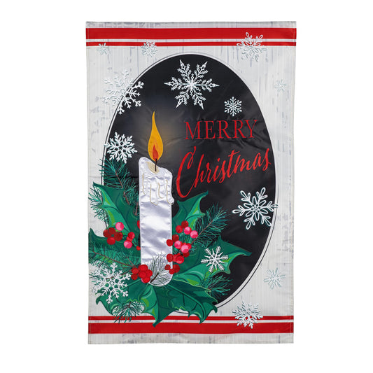 Merry Christmas Holly Applique House Flag