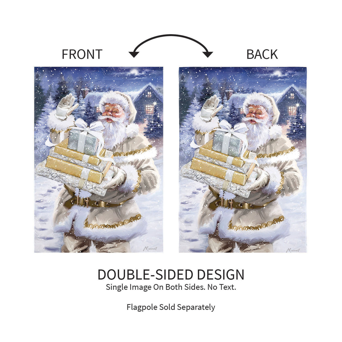 Santa and Presents Suede Garden Flag