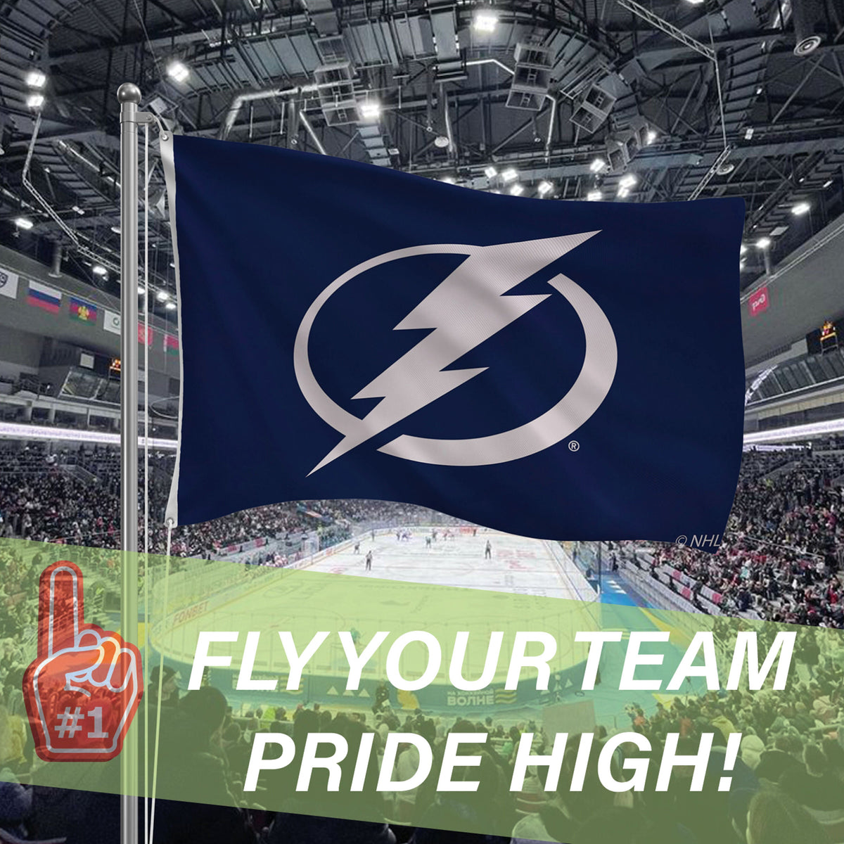 Tampa Bay Lightning Single Sided Flag with 2 Grommets, 3'x5'