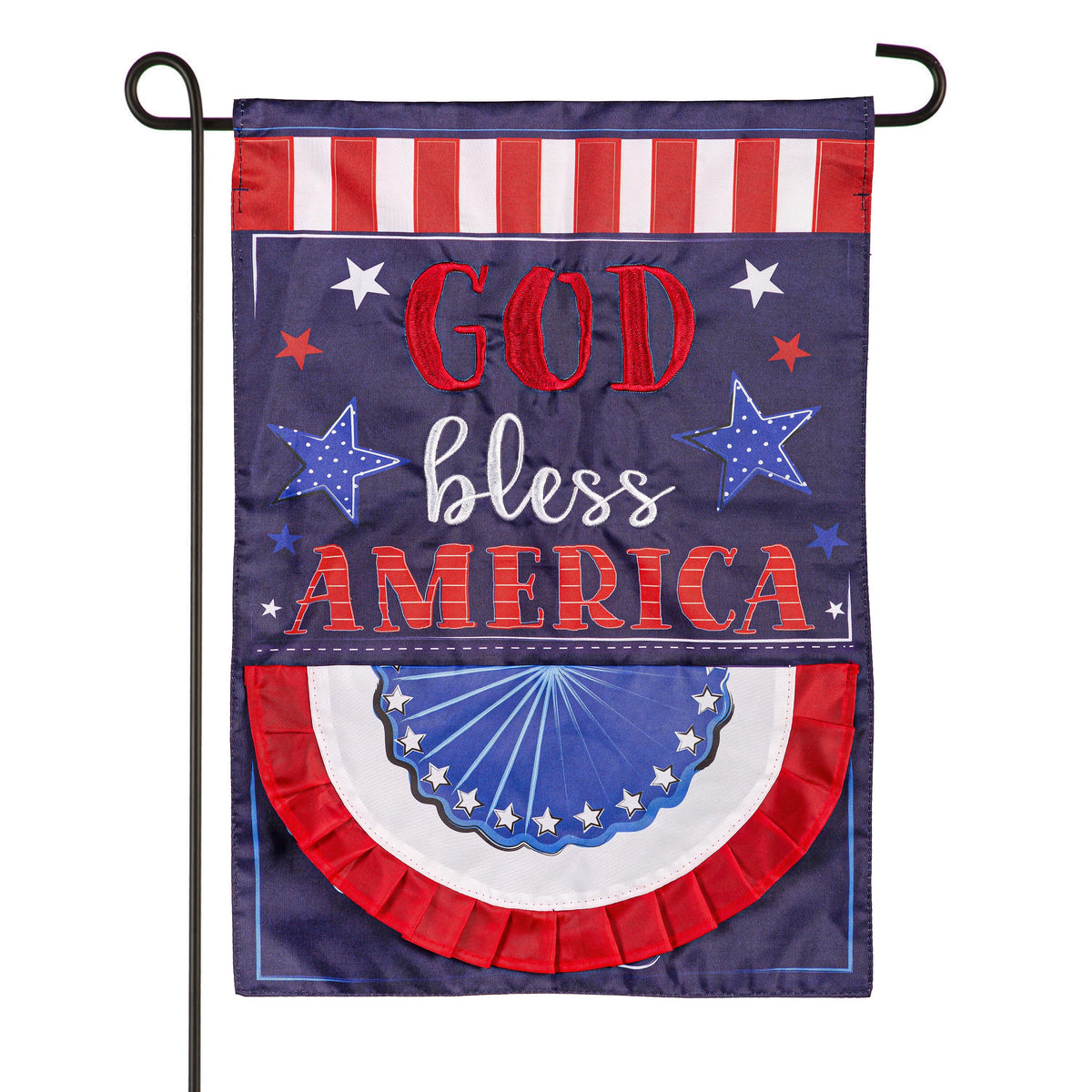Patriotic God Bless America Applique Garden Flag