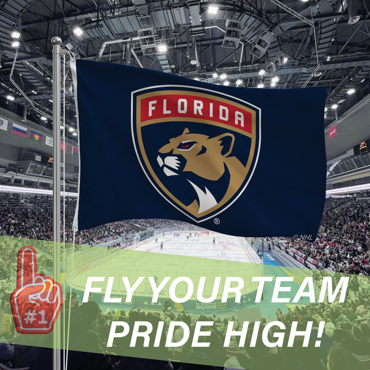 Florida Panthers Single Sided Flag w/ 2 Grommets, 3'x5'