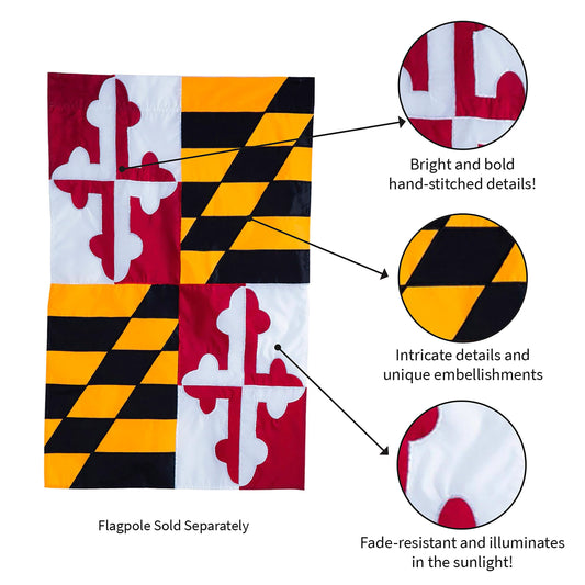 Maryland State Flag House Applique Flag