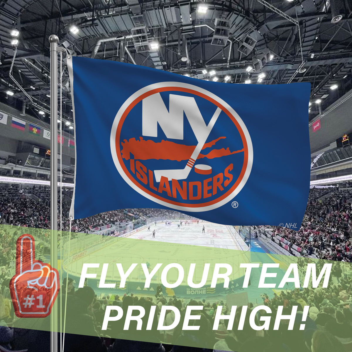 New York Islanders Single Sided Flag w/ 2 Grommets, 3'x5'