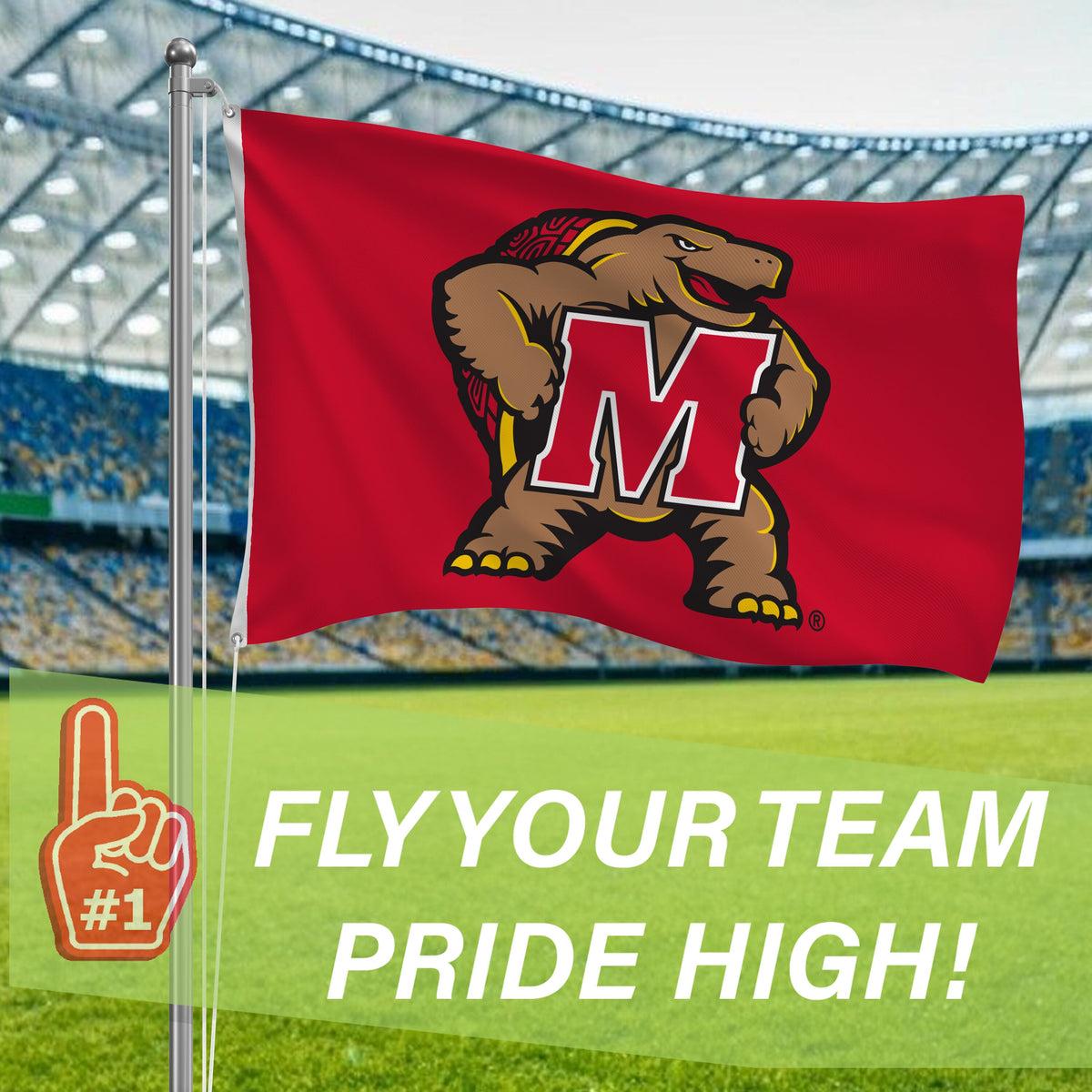 University of Maryland Single Sided Flag w/ 2 Grommets, 3'x5'