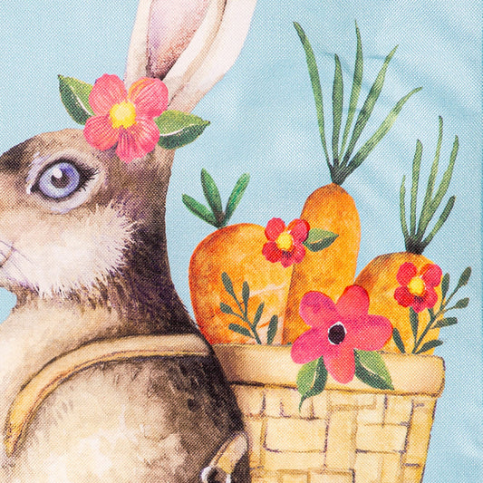 Happy Easter Bunny Burlap House Flag