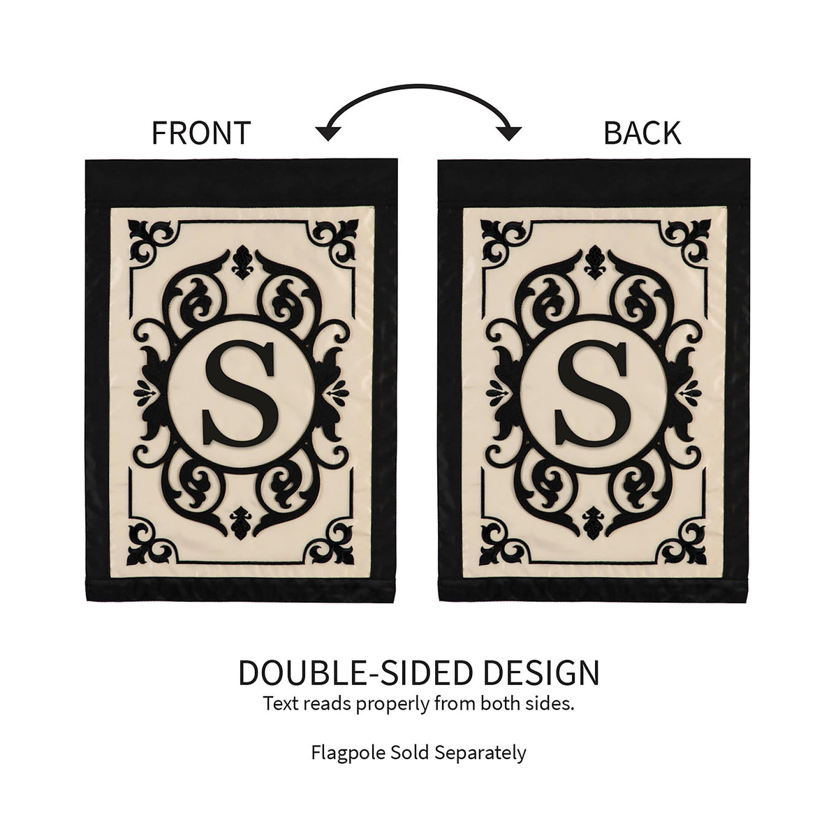 Cambridge Monogram Garden Applique Flag, Letter S