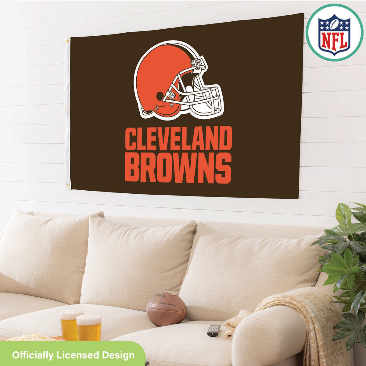 Cleveland Browns Single Sided Flag w/ 2 Grommets, 3'x5'
