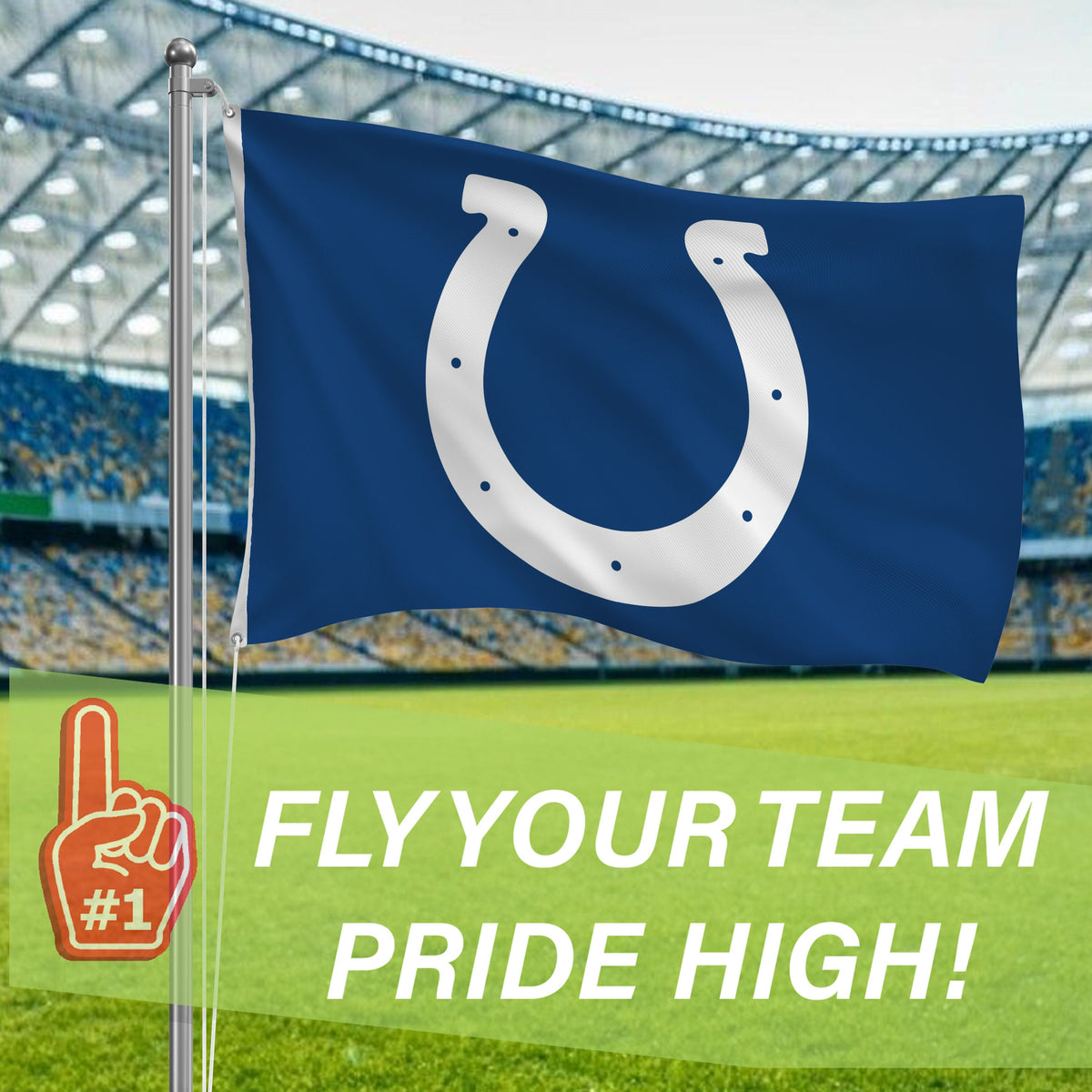 Indianapolis Colts Single Sided Flag w/ 2 Grommets, 3'x5'