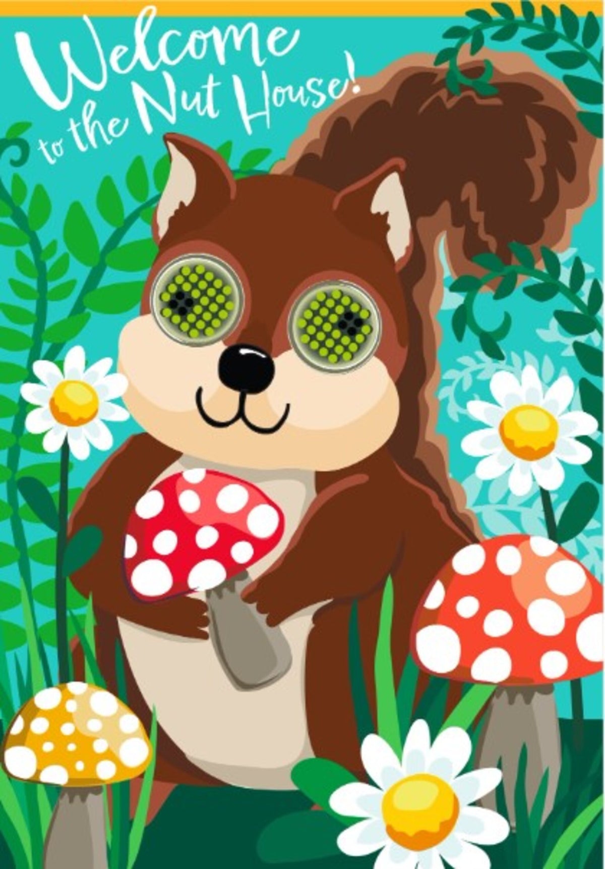 Animated Nutty Squirrel Applique Lighted Garden Flag