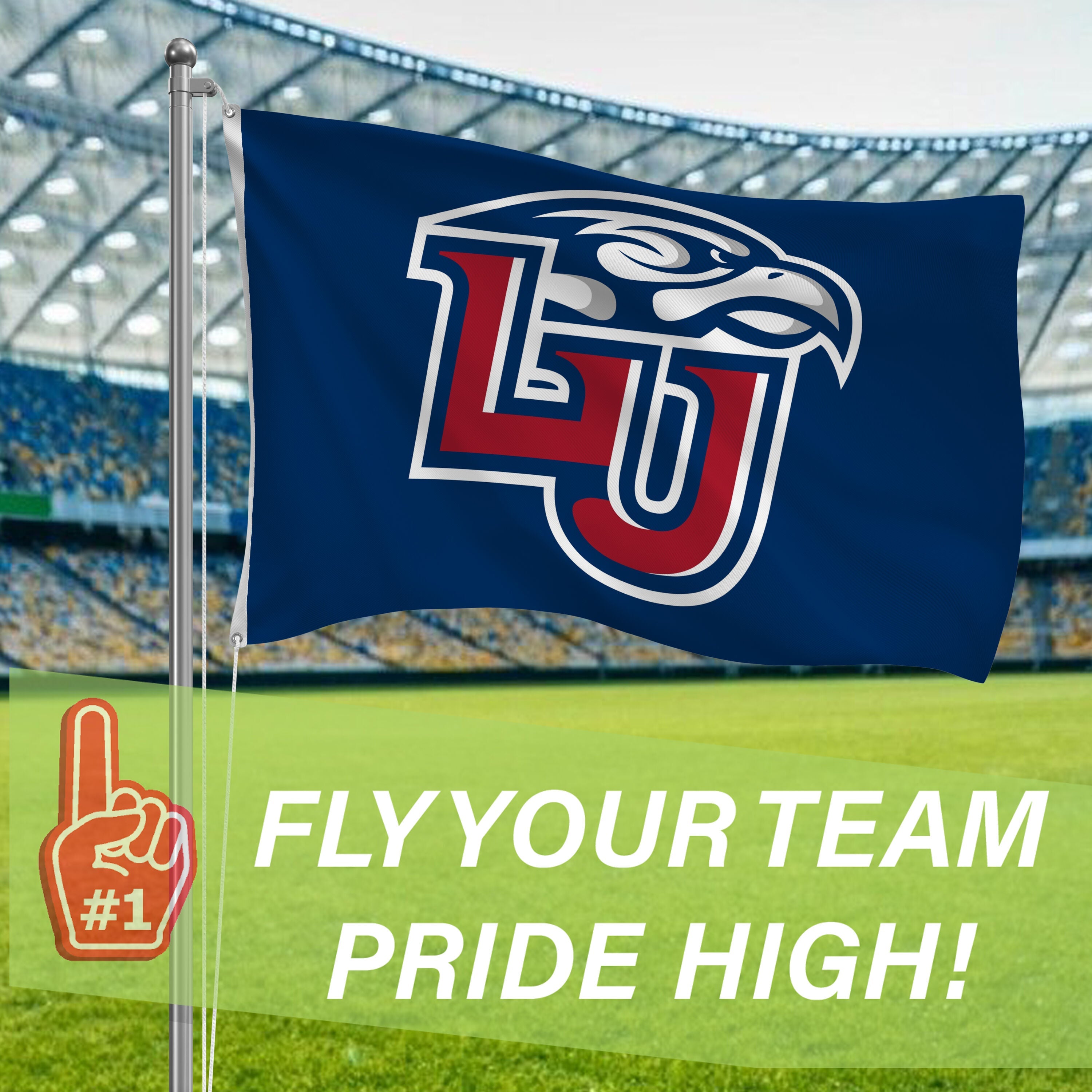 Liberty University Single Sided Flag w/ 2 Grommets, 3'x5'