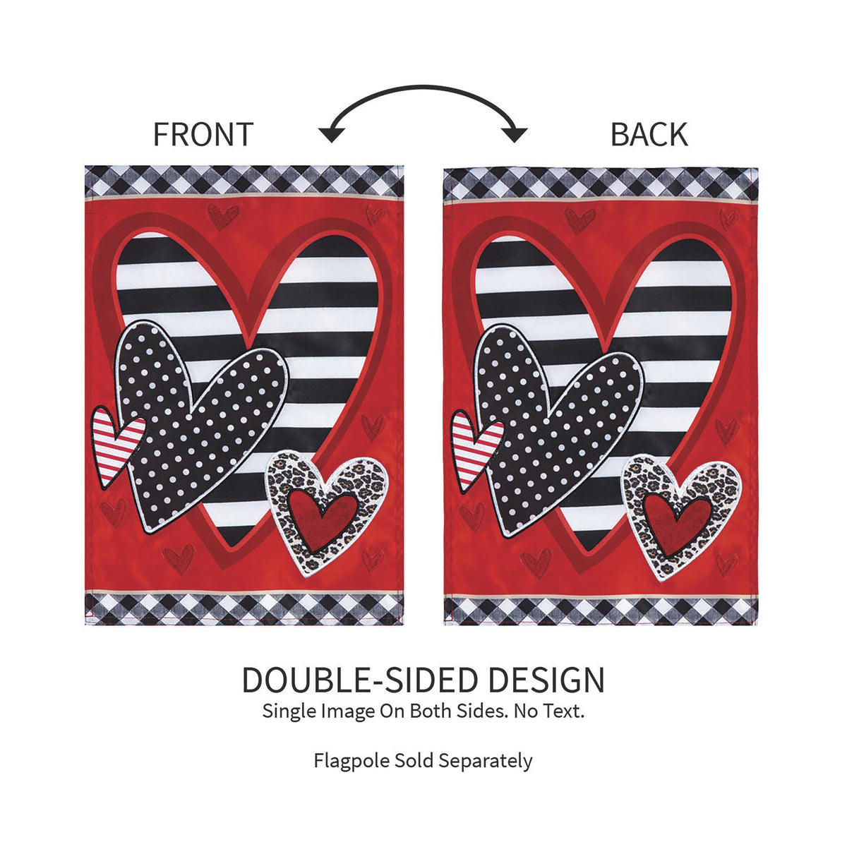 Patterned Heart Applique Garden Flag