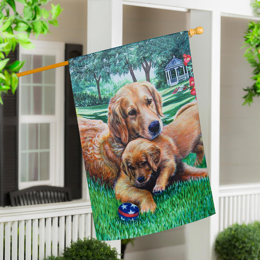 Mom and Pup Suede House Flag