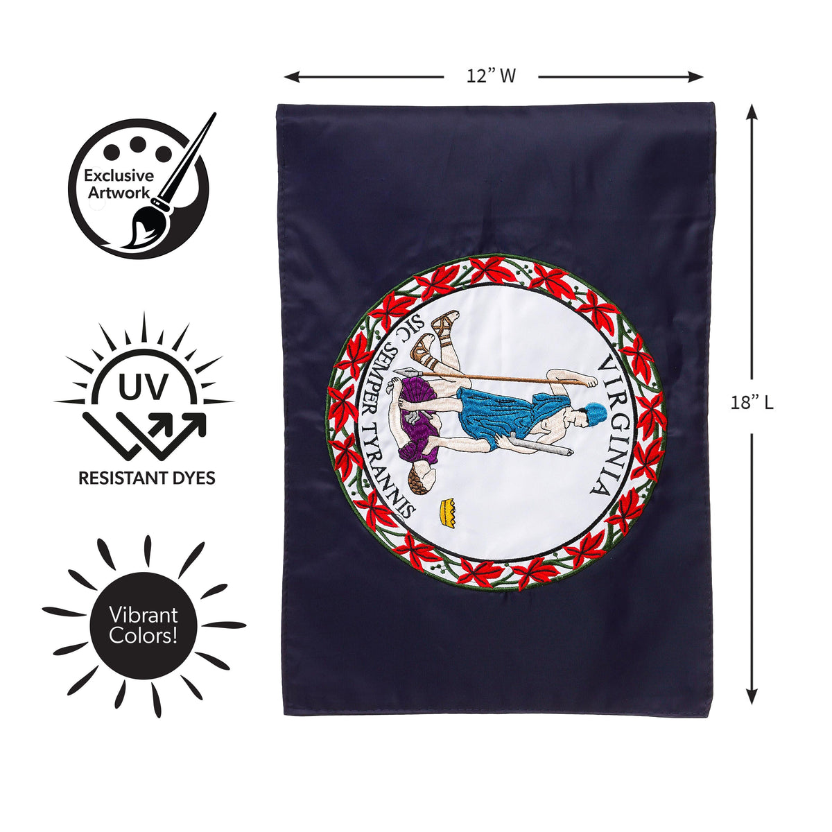 Virginia State Flag Garden Applique Flag