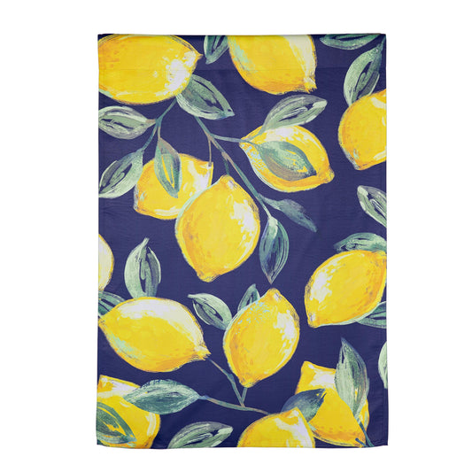 Coastal Citrus Lemons Suede House Flag
