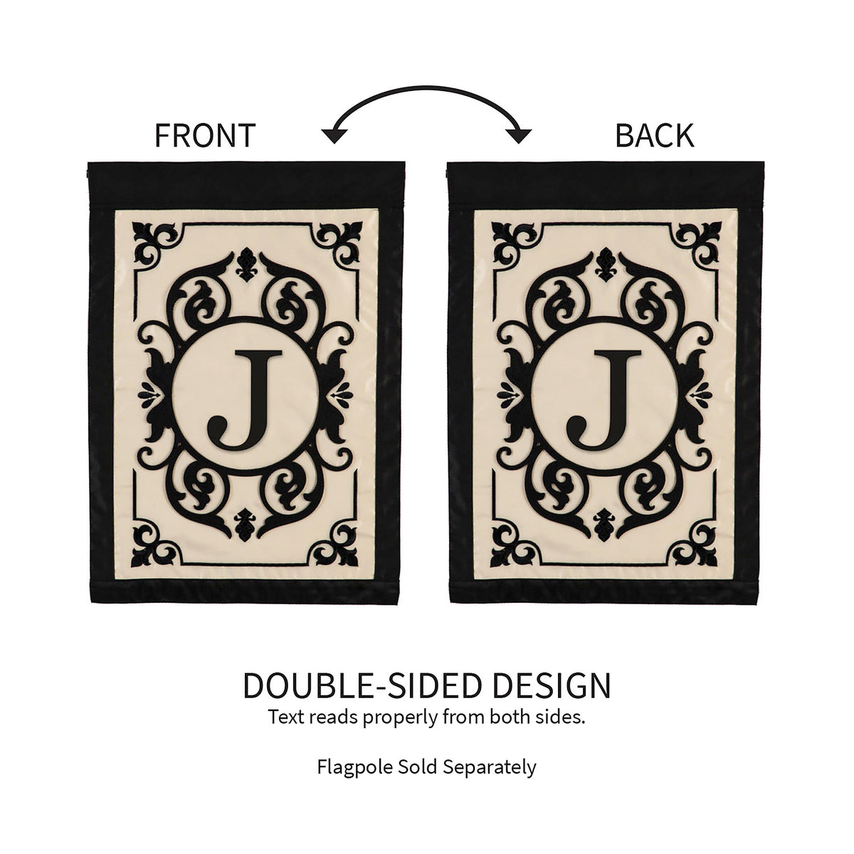 Cambridge Monogram Garden Applique Flag, Letter J