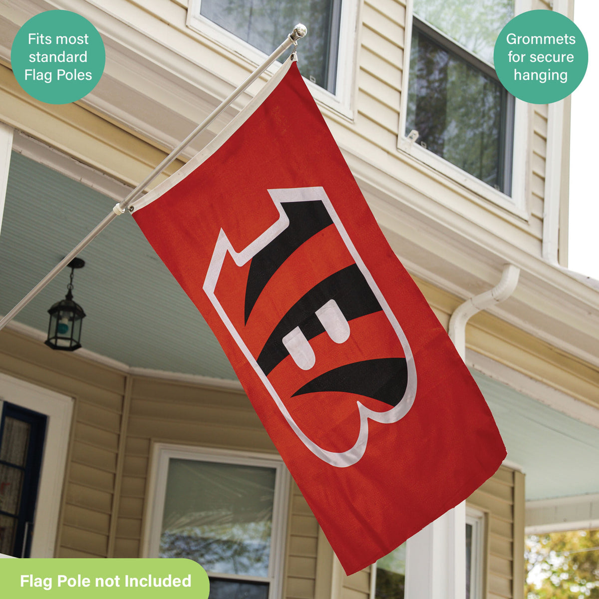 Cincinnati Bengals Single Sided Flag with 2 Grommets, 3'x5'
